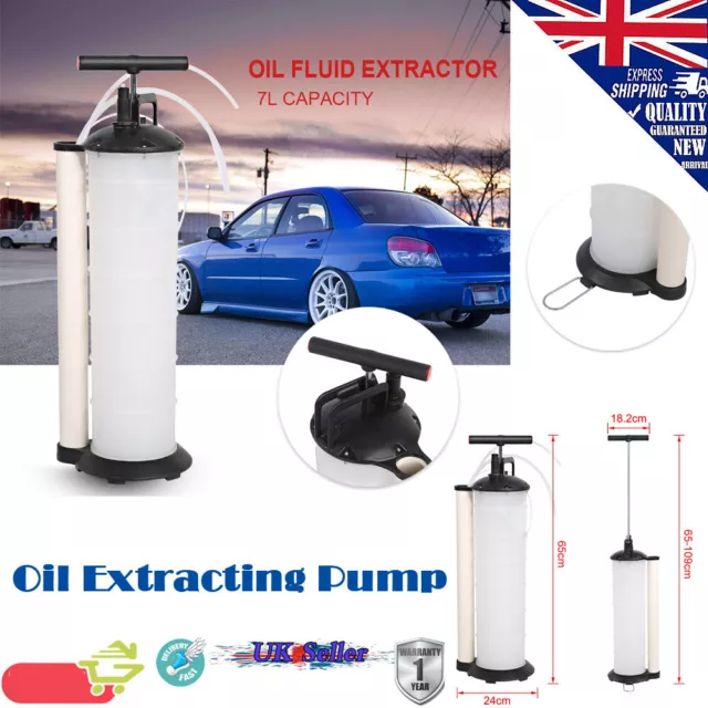 7L Car Engine Oil Extractor Hand Pump Fluid Transfer Vacuum Syphon Pneumatic UK