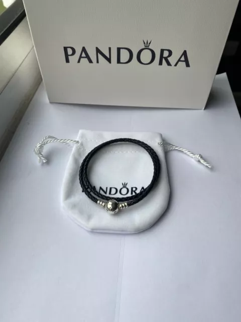 PANDORA Moments Double Champagne White Leather Bracelet With Sterling  Silver Clasp - Etsy India