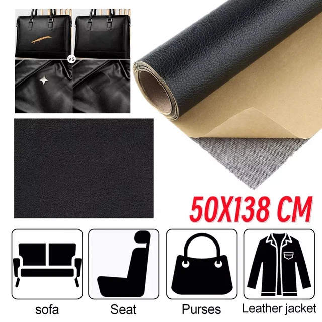 Toppe Autoadesive Per Riparazione Pelle Ed Ecopelle, Nero, 137x50 Cm, Per Divani E Auto