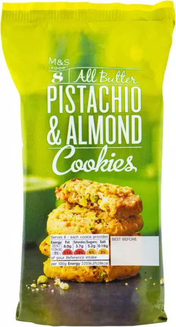Marks and Spencer 20 All Butter Pistachio & Almond Cookies | 2 x 8 Pack | M&S |