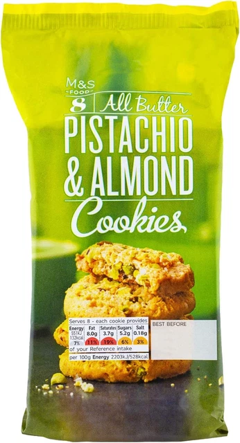 Marks and Spencer 20 All Butter Pistachio & Almond Cookies | 2 x 8 Pack | M&S |
