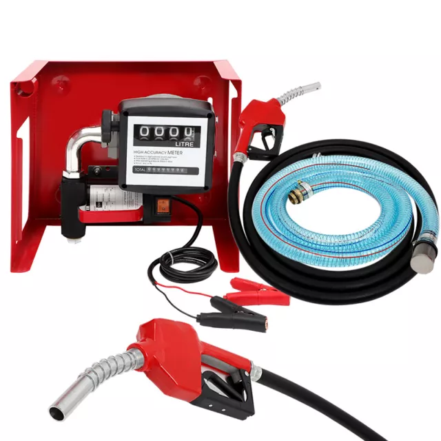 12V DC 155W Automatic Electric Transfer Fuel Pump Meter Large Flow with 2 Hoses