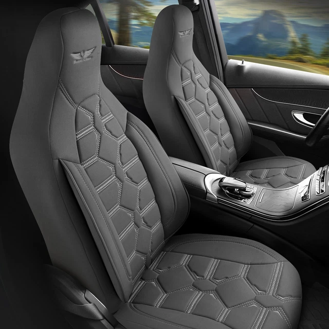 Housses De Siège Auto Pour Toyota Hiace – Tissu Rouge & Noir, Avant, NEUVES