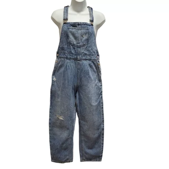 Next Blue Denim Tapered Leg Dungarees Girls Age 12 Years