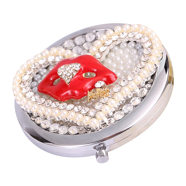 Espejo de maquillaje metal pequeño espejo de doble cara mini espejo