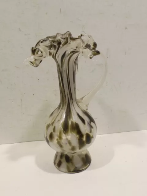 Hermosa Antiguo Gefleckte Vintage Vidrio Jarrón/Jarra 24,5cm Murano Pieza