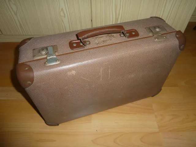 alter kleiner Koffer Reisekoffer Hartplatte braun 45x31cm  vintage Oldtimer