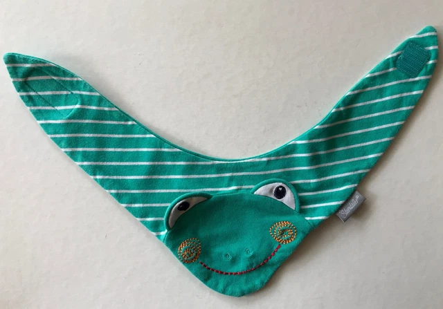Sterntaler Baby Dreieckstuch Motiv Frosch in grün gestreift mit Klettverschluss