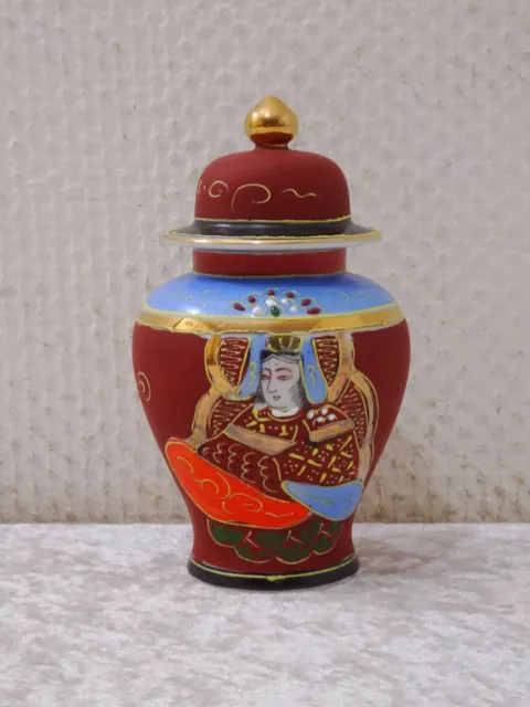 oiuz6g - Moriage Satsuma Porzellan Dose Japan Handwork Vintage Geisha