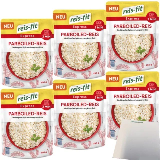 Reis-Fit Express Langkorn Parboiled Reis 6er Pack 6x250g Packung usy Block