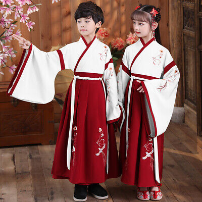 BOY Girl cinese uniforme HANFU Tang Tuta FATA ricamata antica costume di scena