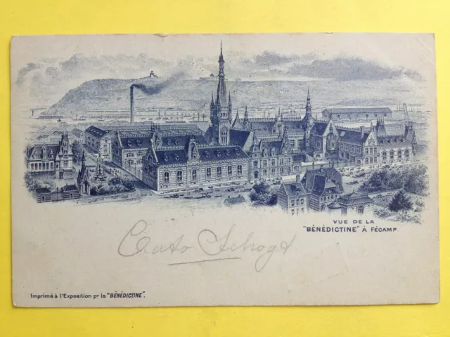cpa GRAVURE EAU FORTE DESSIN Cachet HILVERSUM en 1902 FECAMP LA BÉNÉDICTINE