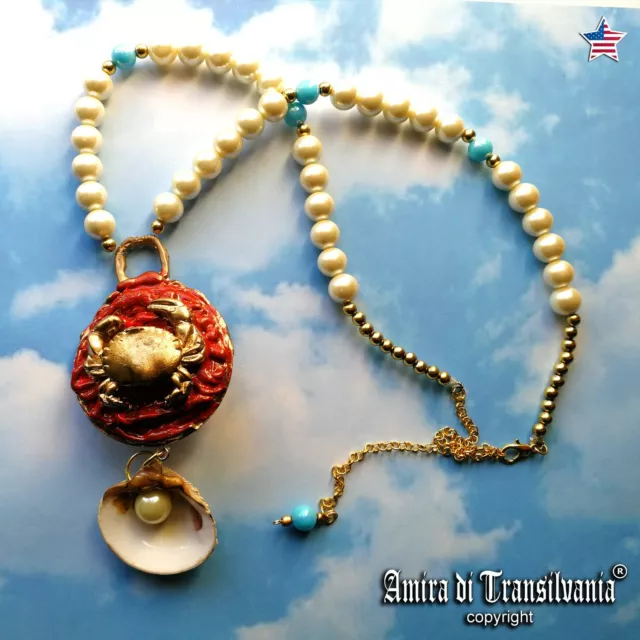 zodiac necklace pendant woman jewelry amulet charm cancer sign crab sea life bib