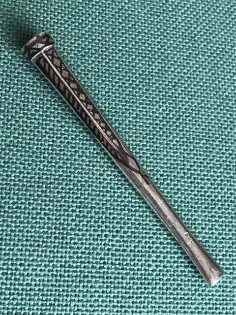 art deco antico bocchino in argento 800 silver cigarette holder decoro a niello