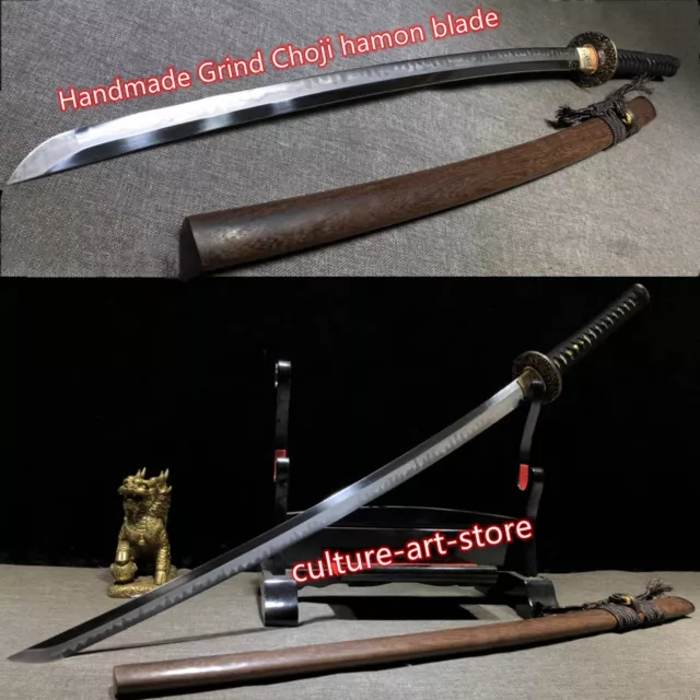 Hand Ancient method Forged Clay Tempered T10 Steel Japanese Samurai Katana Sharp