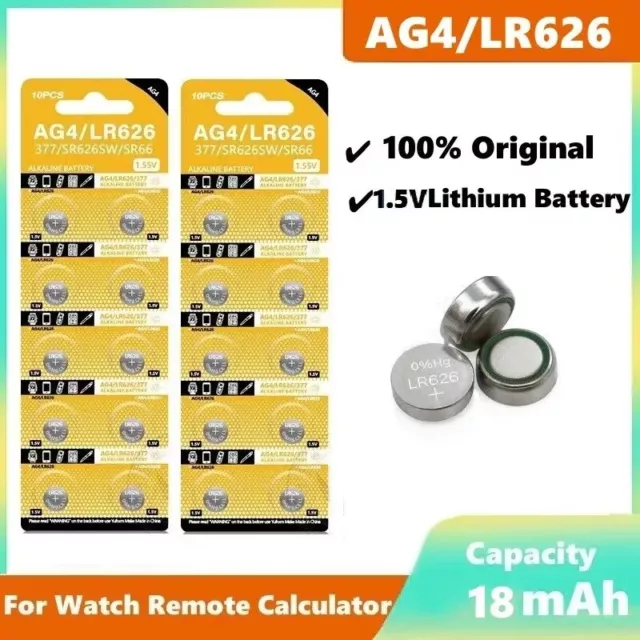 10-50Pcs AG4 Button Battery SR626SW SR626 Cell Coin 177 377 376 626A LR66 LR626