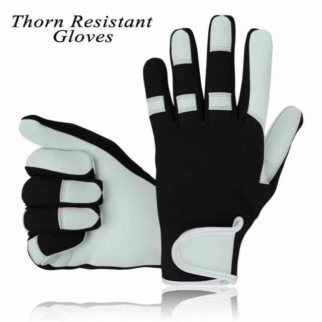 Ladies Men Leather Gardening Gloves Thorn Proof Garden work gloves 3