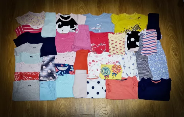 #23 Large Bundle Of Baby Girls Summer Clothes Age 18-24 Months Tops Shorts Dress