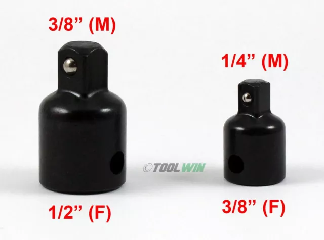 2 pc 1/2" to 3/8" 1/4 Drive Socket Reducer Wrench Ratchet Adapter Air Impact Set