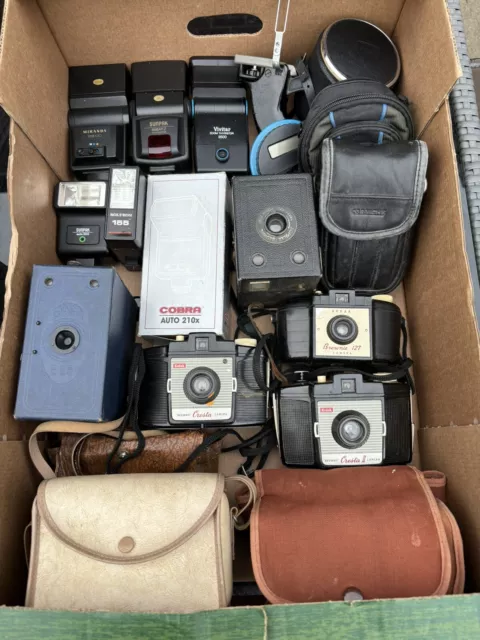 Paquete de trabajo lote de películas cámaras y accesorios vintage repuestos + reparaciones
