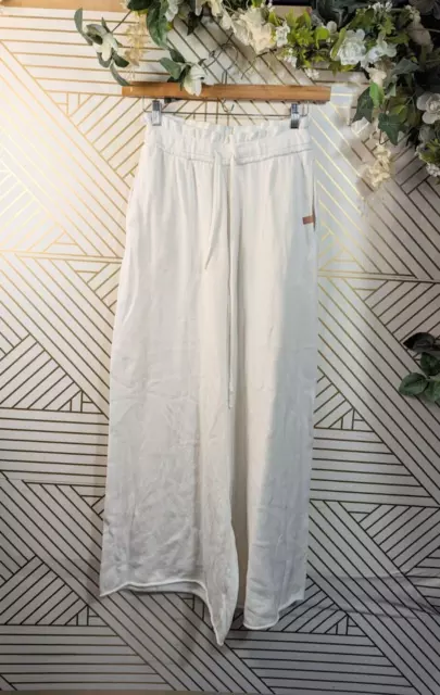 Lunya Women's Cozy Cotton Silk Loose Fit Pants in White Raw Hem Size Small