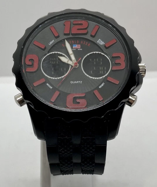 MENS U.S. POLO Assn Accutime Watch New Battery Analog/Digital Backlit