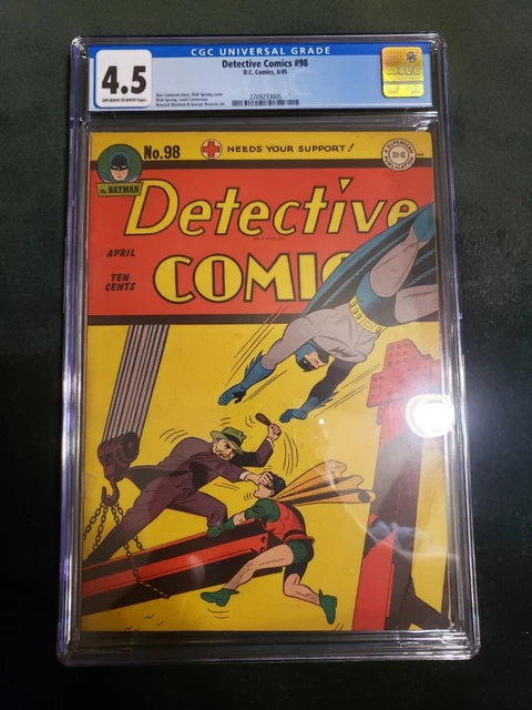 DETECTIVE COMICS 98 cgc 4.5 DC comics 1945 0W/WHITE Pgs Golden Age BATMAN LQQK !