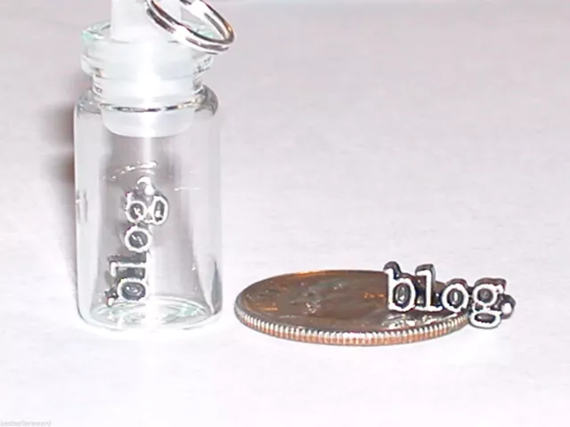 1pc miniature doll Glass Bottle with tiny little Blog bar inside pendant charm *