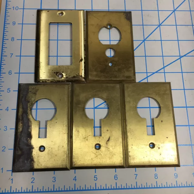 X5 Vintage Brass Assortment of Outlet Switch Cover Plates