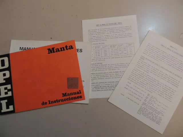 Manual de instrucciones del conductor Opel Manta A