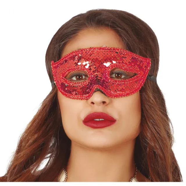 Masque Venise Sequins Rouge Brillant Femme