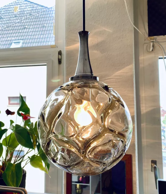 Doria Murano Lampe Deckenleuchte Design Bernstein Mid Century 60er 70er Glas