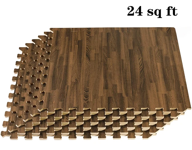 WOOD GRAIN EVA Foam Floor Tiles Interlocking Exercise Mats Fitness Gym