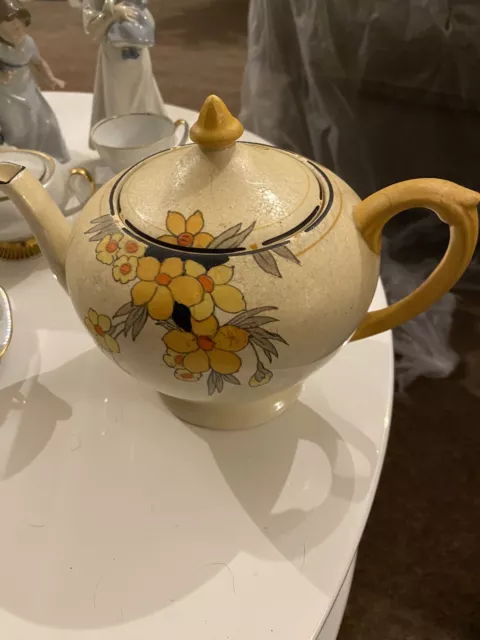 Crown Ducal Genuine Vintage Teapot “ Sunburst” Pattern From 1933 (March)