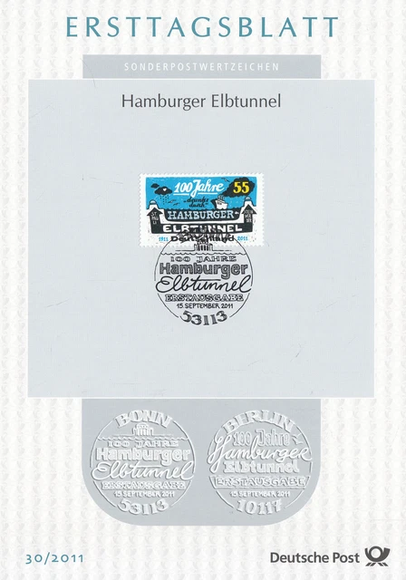 Ersttagsblatt  2011/30   Hamburger Elbtunnel     Brd