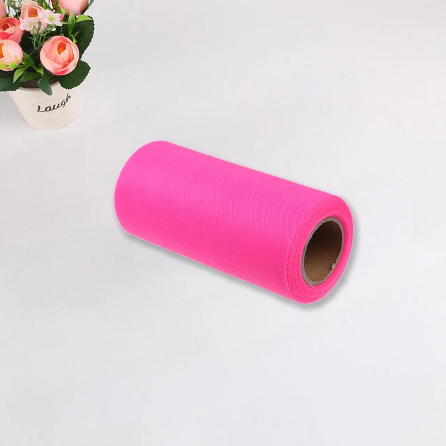 Colorido Rollo de Papel de Tul de Tela Carrete Artesanía Boda Fiesta Decoración Rosa Oscuro