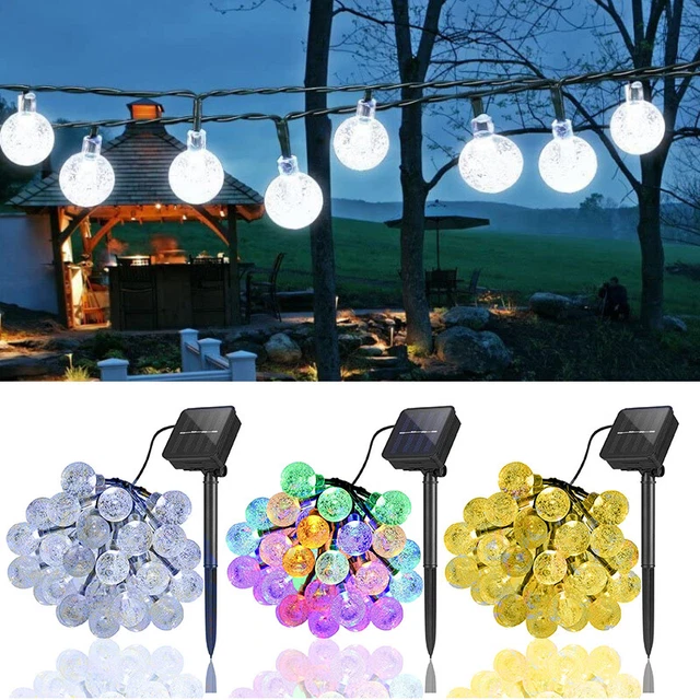 30/50/100 LED Solar Lichterkette Kugel Beleuchtung Garten Party Innen Außen Deko