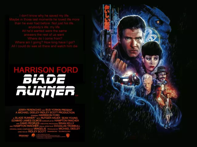 BLADE RUNNER 1982 quad poster print 30x40"  Sean Young Harrison Ford  FREE P&P