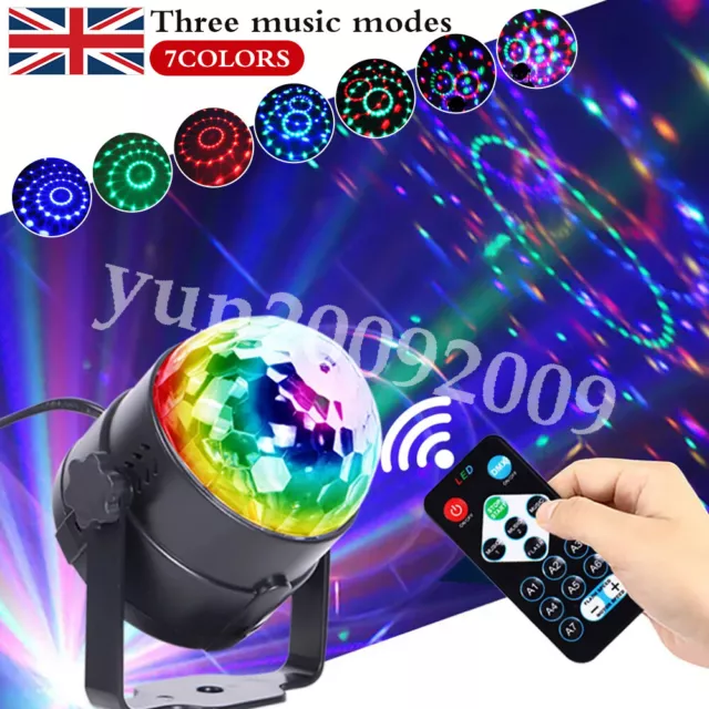 Mini Disco Lights Party DJ LED RGB Stage Lamp Laser Strobe Crystal Magic Ball UK