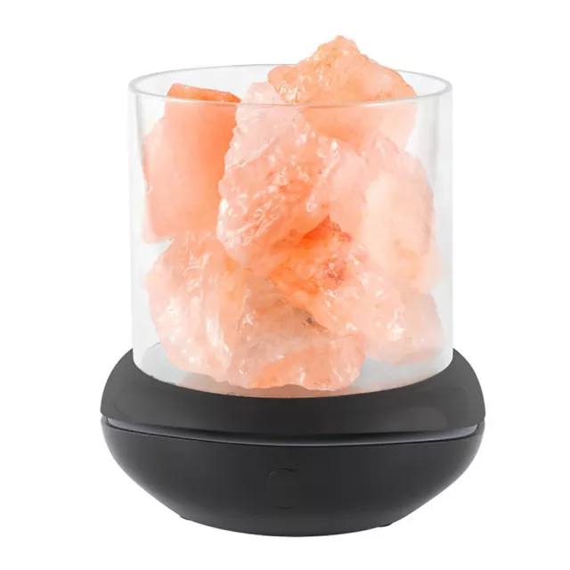 Natural Himalayan Crystal Salt Stone Lamp USB Aroma Air Purifier (Black) FR 2