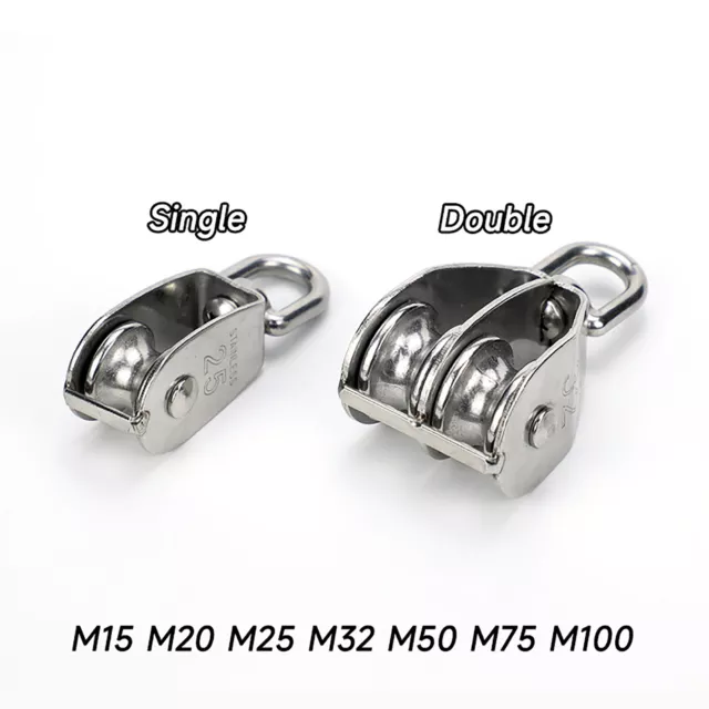 Single Double Sheave Rope Pully Lifting Wheel A2 Stainless Steel M15 M20 to M100