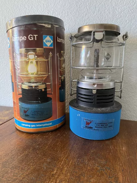 Vintage Camping GAZ International Lampe GT butane gas lantern unused extra  wick