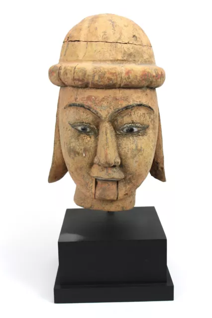 Antique Burmese painted teak puppet head, Burma 2: Genuine 19th Century; 36cm