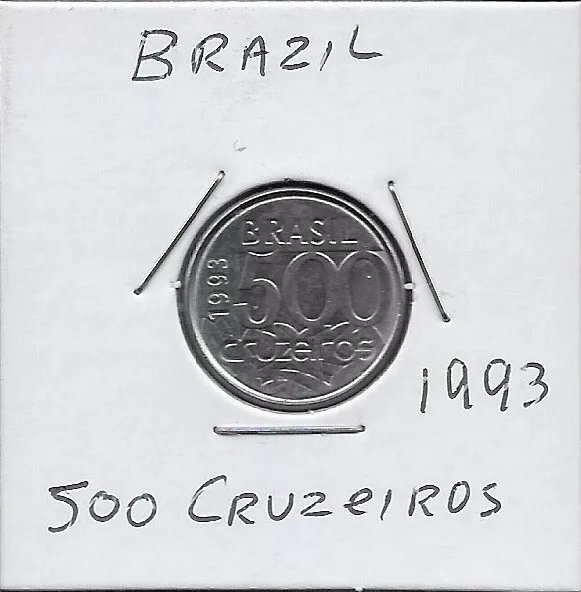 Brazil 500 Cruzeiros 1993 Unc Loggerhead Sea Turtle(Caretta)Date 90º Left Of Den