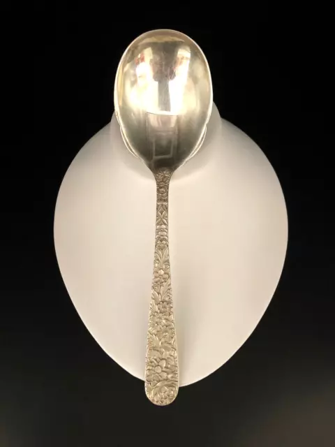 Antique S. Kirk & Son Sterling Silver Repousse Serving Spoon 117.5 grams