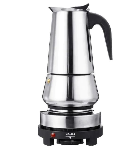 Stainless Steel Espresso Latte Coffee Maker Moka Pot with Electric Stove
