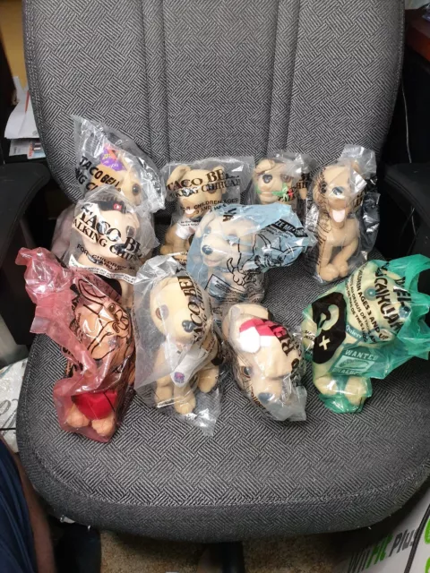 Lot of 10 Sealed Taco Bell Talking Chihuahua Dogs Plush Vintage NEW In Package