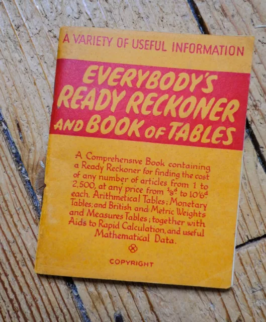 EVERYBODY'S READY RECKONER and Book of Tables, 1960s, paperback, pocket ...
