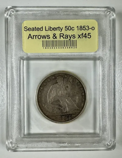 1853-O Seated Liberty Half Dollar with Arrows & Rays, XF+ PHENOMENAL COIN!!!
