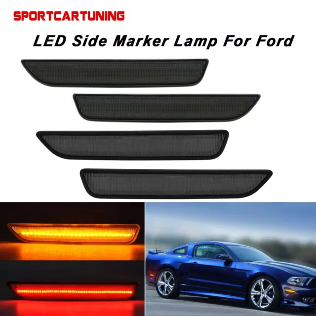 For 2010-2014 Ford Mustang Shelby GT LED Side Marker Lights Smoked Front & Rear